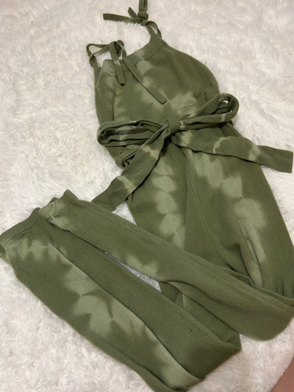 LoveShackFancy tie dye Olive Green jumpsuit